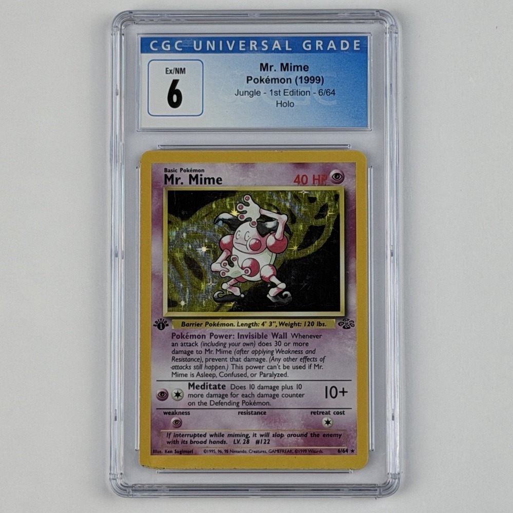 Mr. Mime Holo 1st Edition 6/64 CGC 6 Blue Label TCG 1999 Pokemon Jungle Vintage